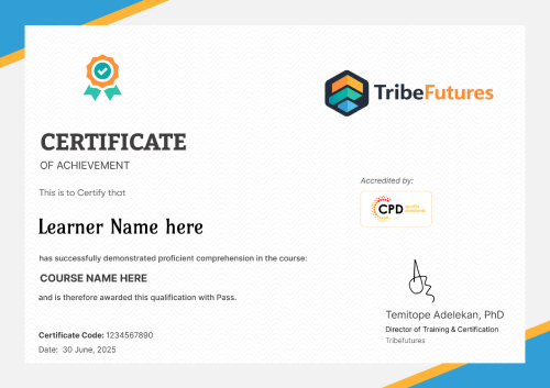 TribeFutures Learning Platform Certificate sample